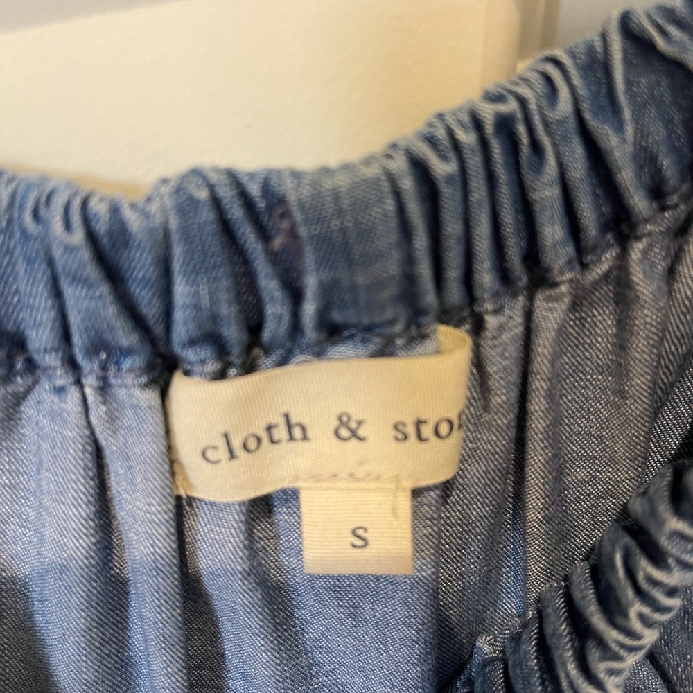 Blue denim off shoulder dress, size small